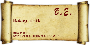 Babay Erik névjegykártya